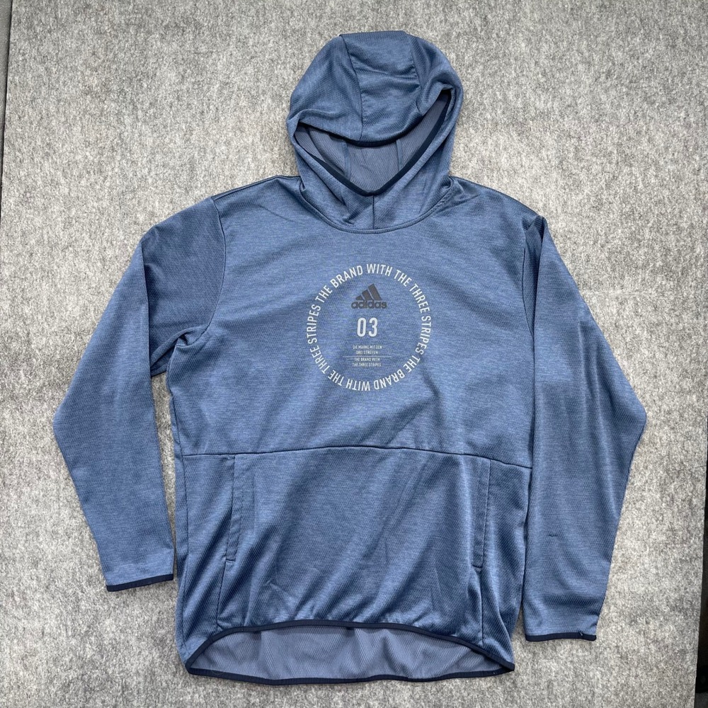 Adidas Hoodie Mens XL Blue Heathered The Brand With The Three Stripes 03 Graphic